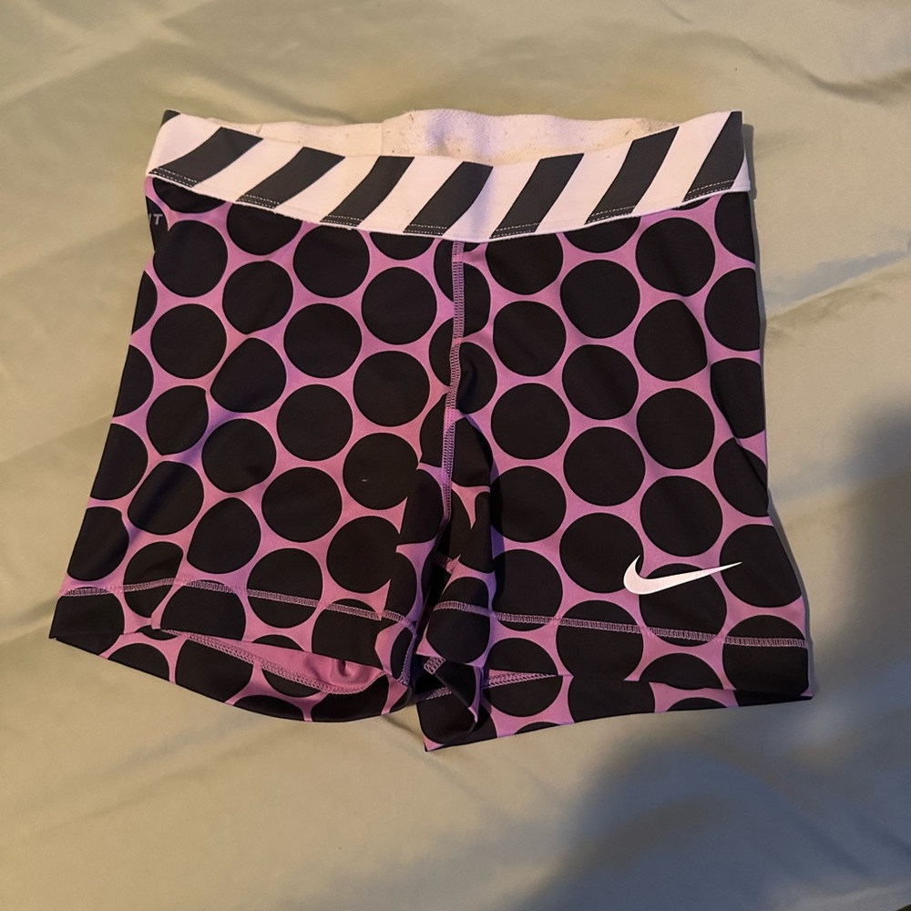 Nike Pro Purple and Black Polka Dot Shorts